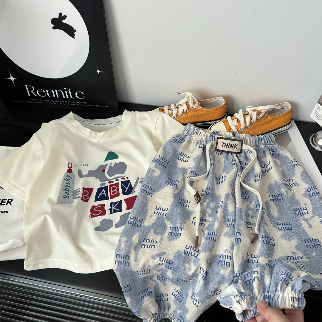 【爆款推荐】2025新款夏季套装短袖防蚊裤个性男女宝同款套装