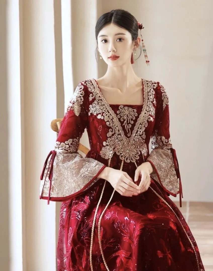 新娘结婚敬酒大码220斤可穿绑带孕妇遮肚子显瘦中式礼服回门订婚