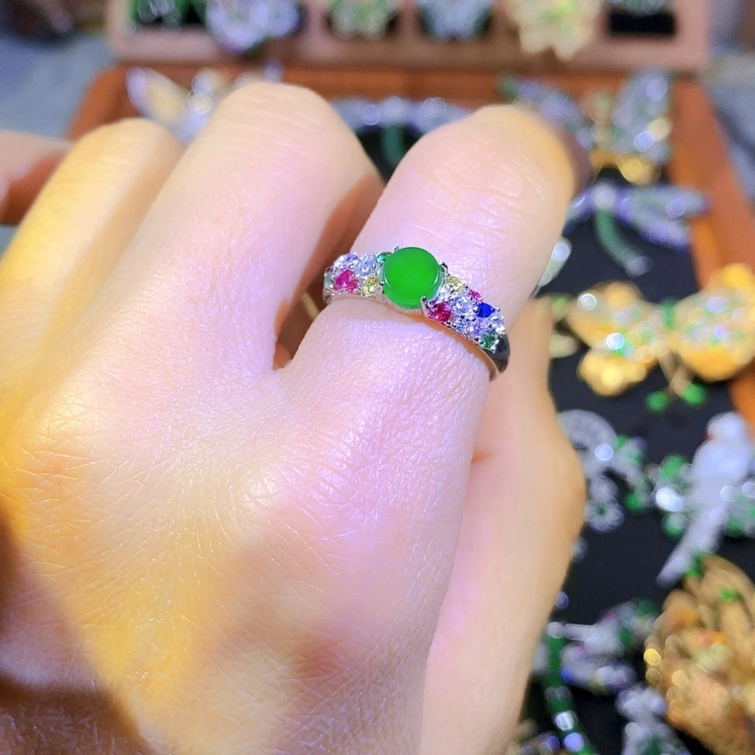 吊坠(不含链)银S925镶嵌翡翠