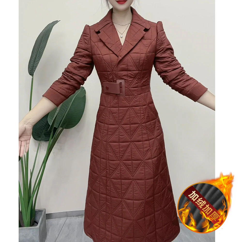 加厚棉服冬季气质修身收腰显瘦新款2024新品连衣裙时尚