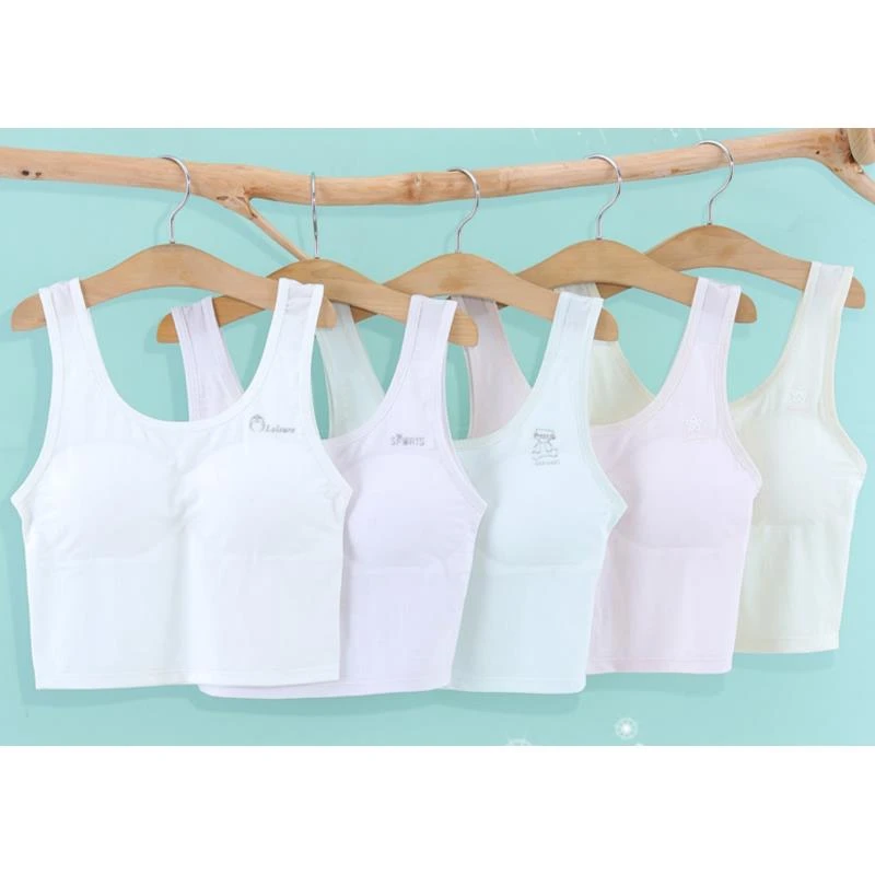 5202【两件装】夏季中长款二阶段少女护肚背心内衣简约大方款女童