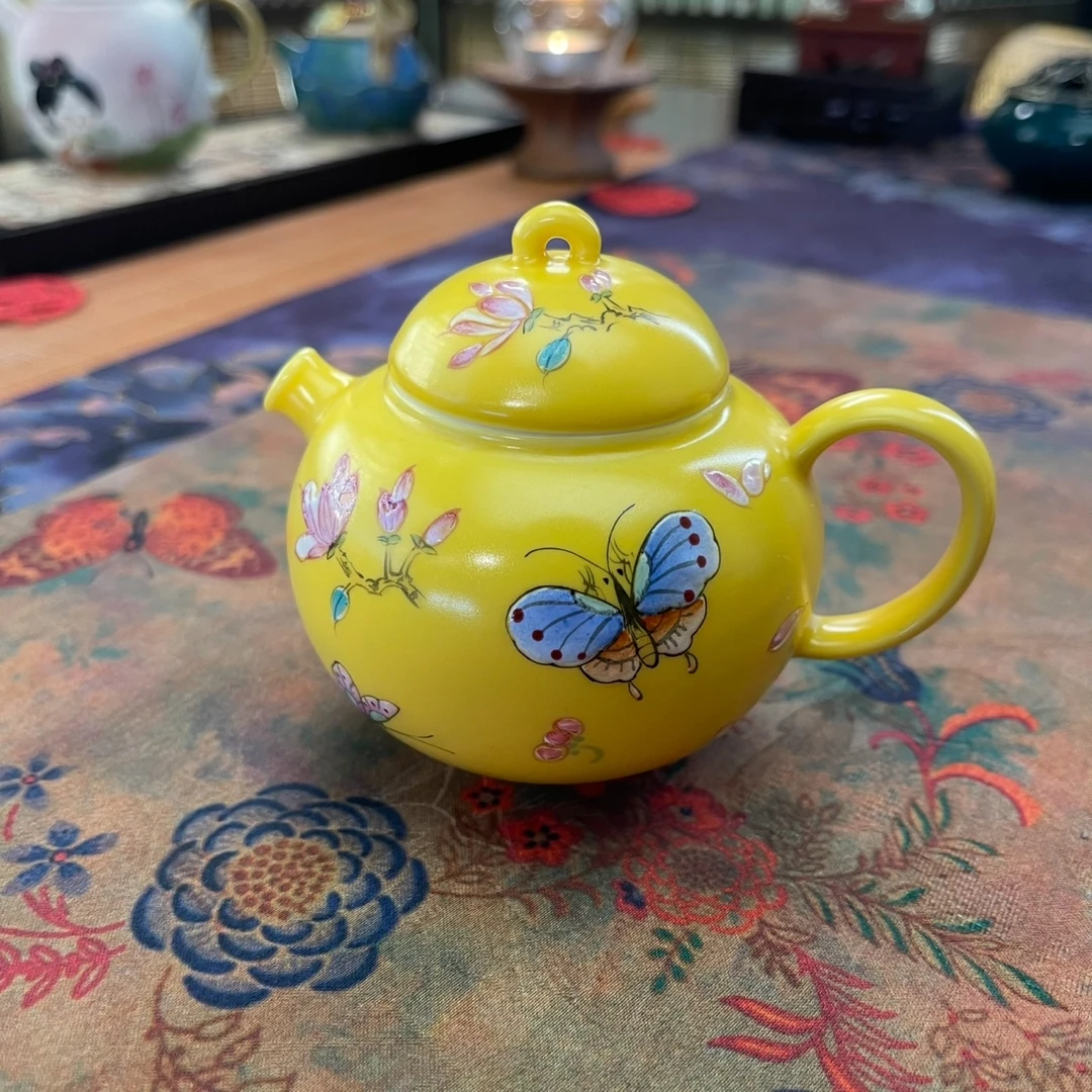茶小洋-明黄蝶花文旦壶160ml