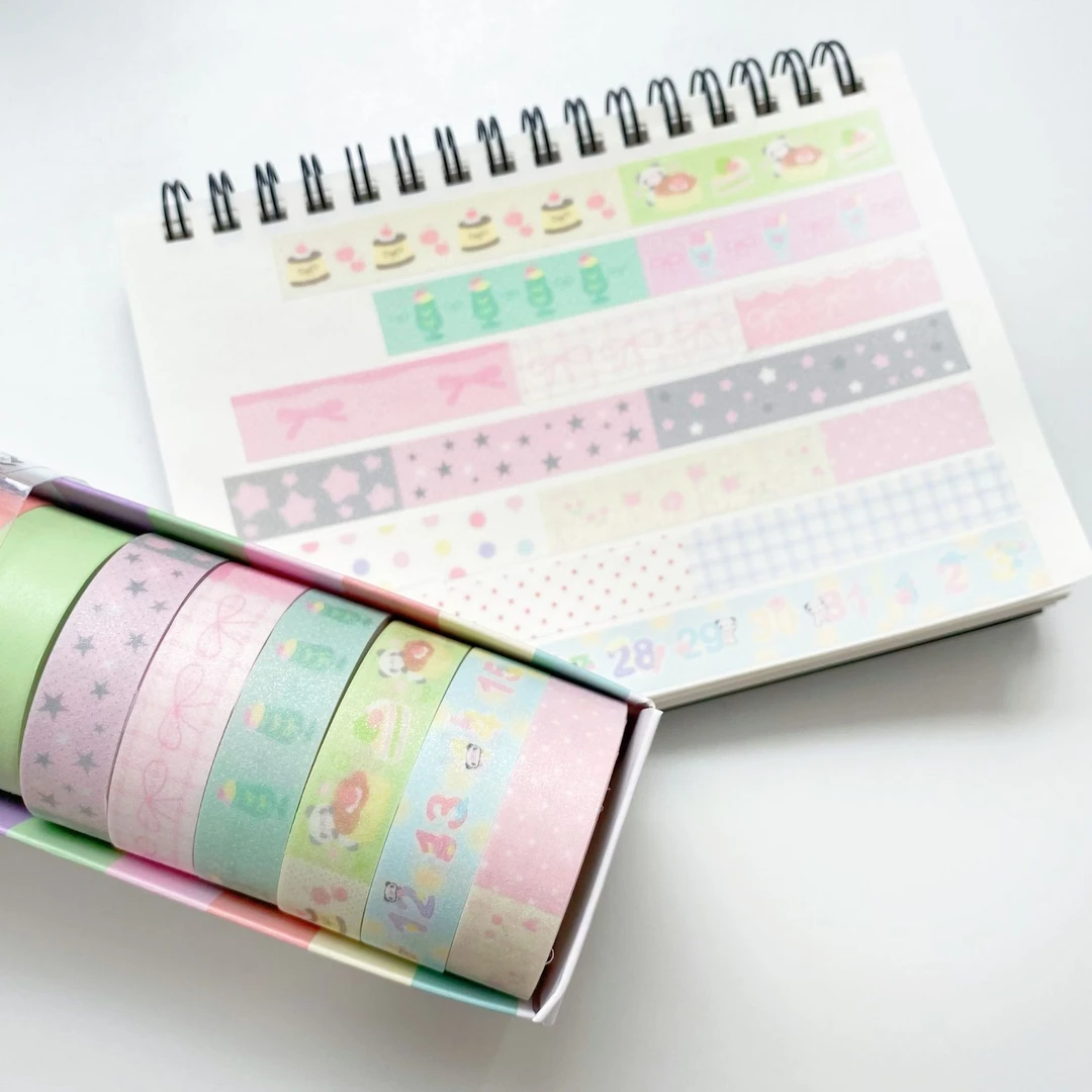 哇卡原创手帐胶带卷春日拉条系列 结丝带可爱手账胶带3m循环