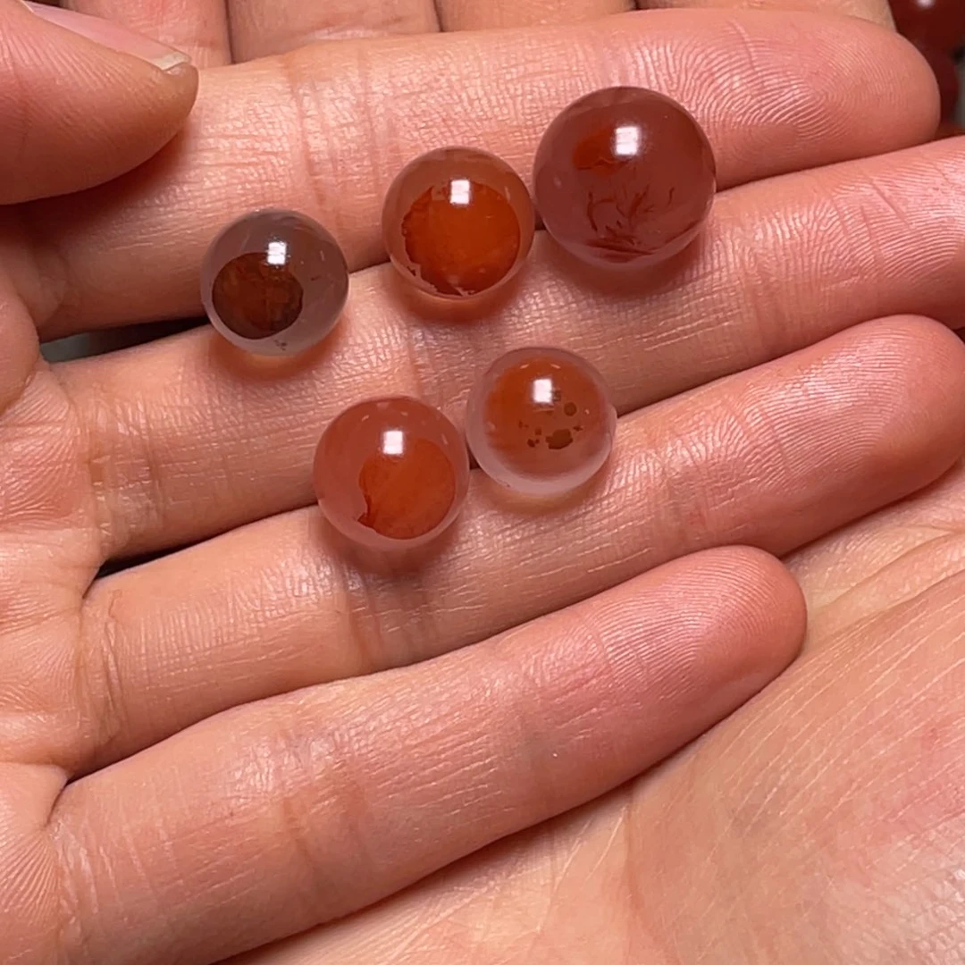 南红玛瑙南红冰飘珠5颗未镶嵌?****