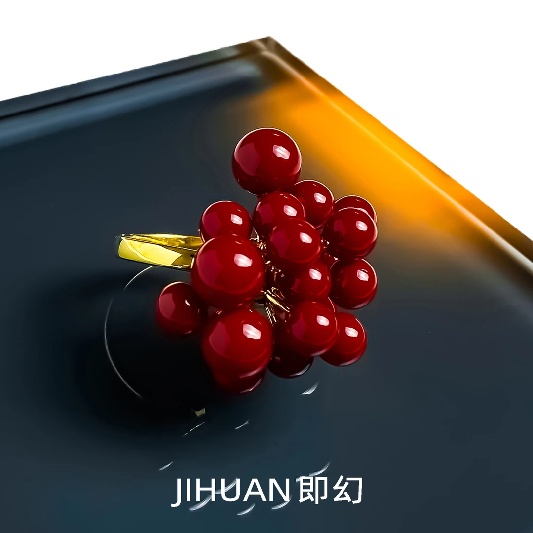 铜合金戒指 时尚复古手工气质轻奢小众珠珠可调节戒指 9569