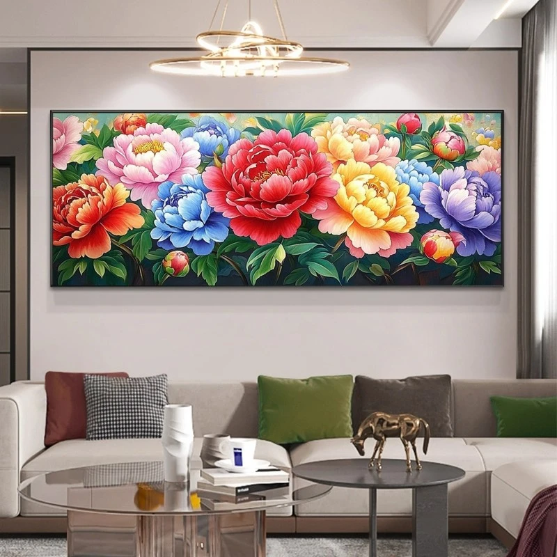 花开富贵国色芳华大格满绣牡丹十字绣客厅装饰挂画