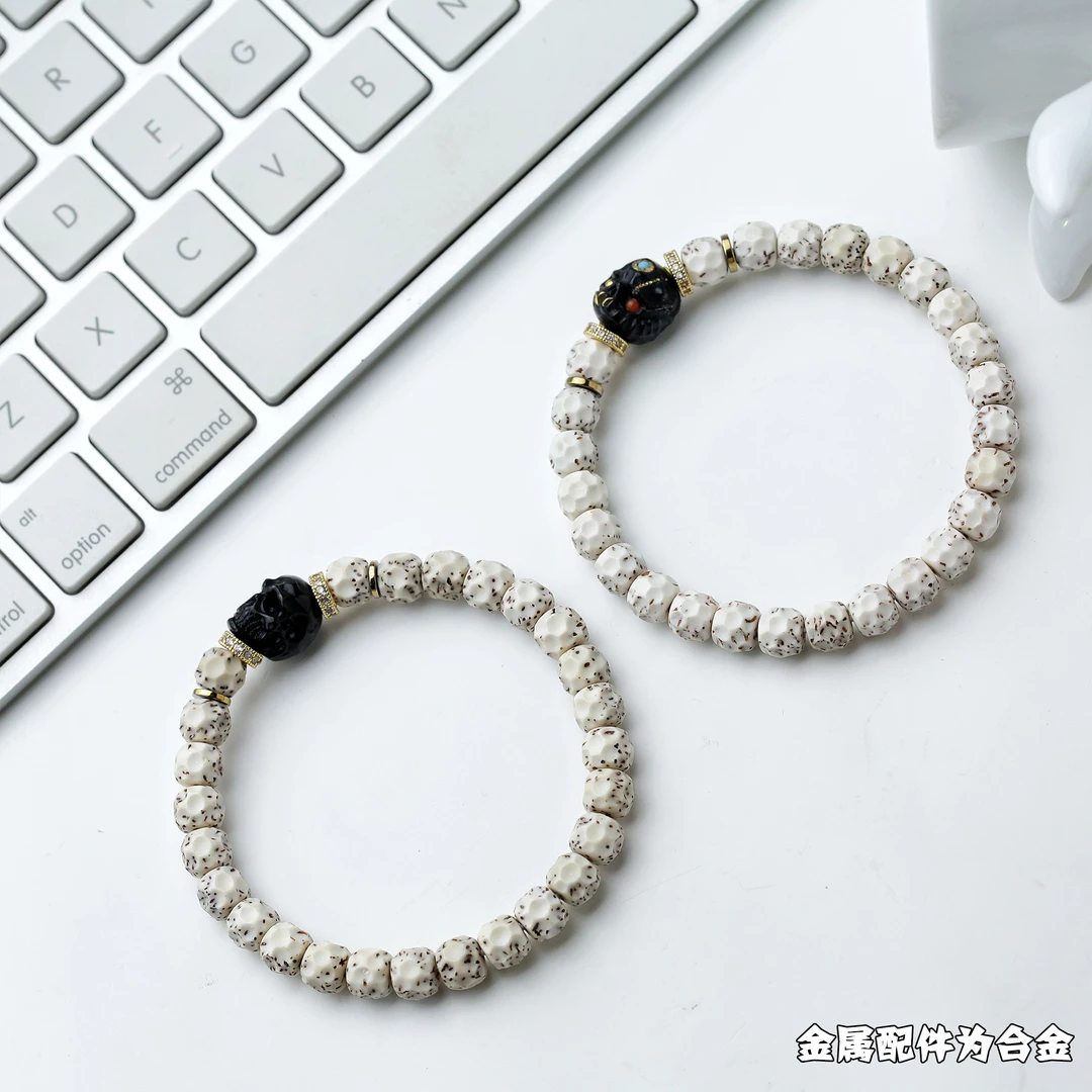 百顺文玩 星月菩提-阿呆款-中式轻奢河豚星月菩提手串搭玛瑙阿呆