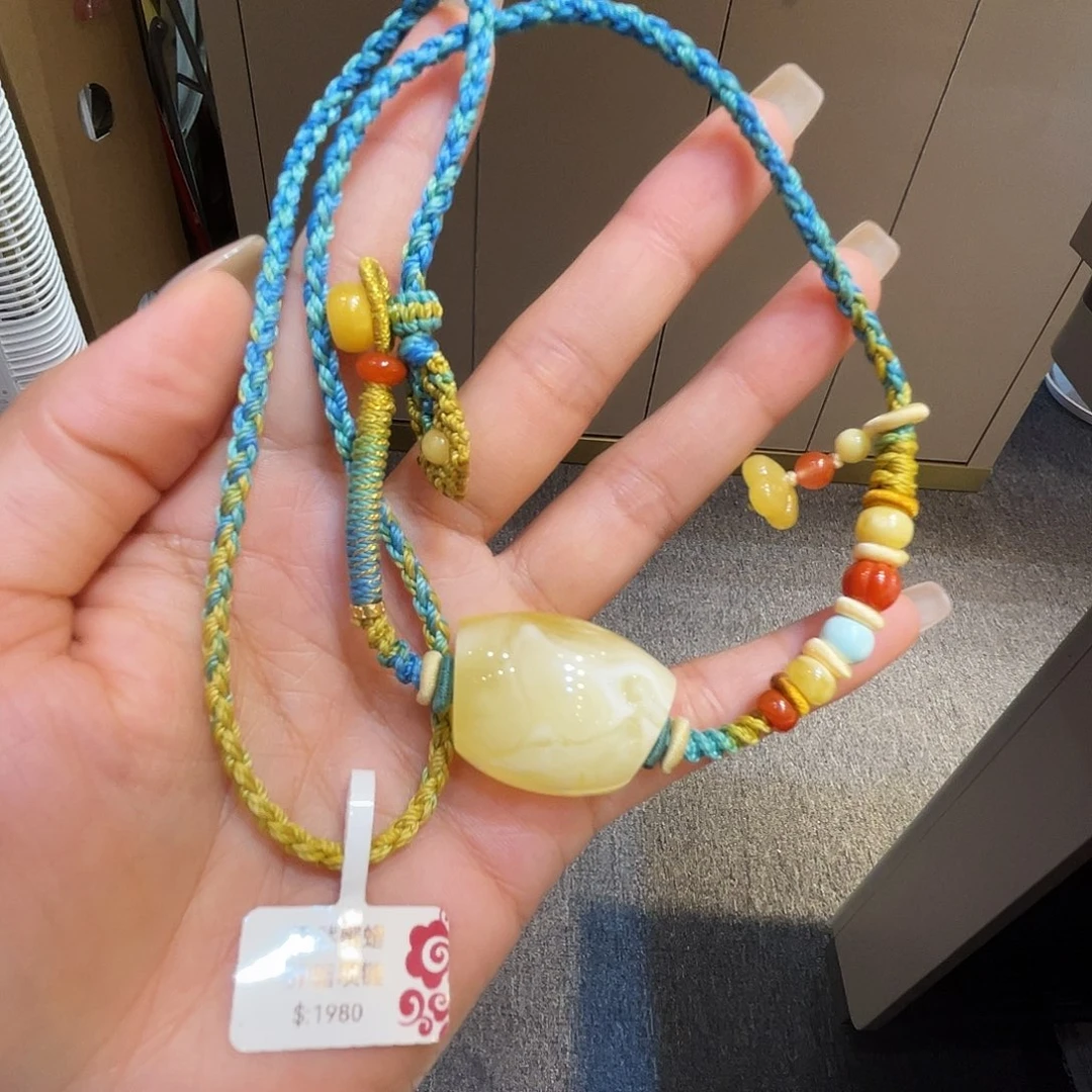 未镶嵌琥珀珠宝奇石马蹄珠锁骨链