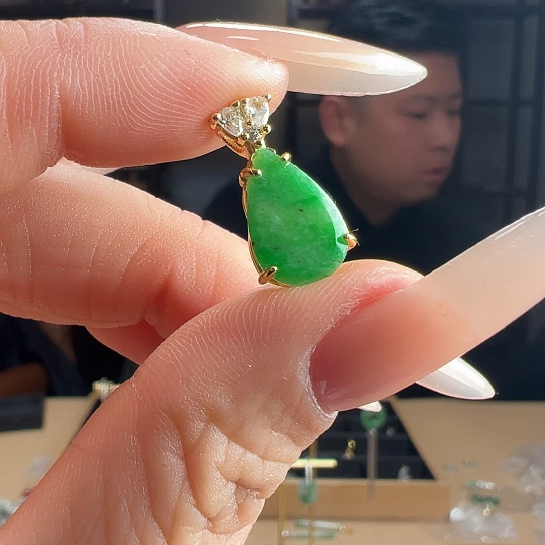 翡翠银S925镶嵌颈饰吊坠40