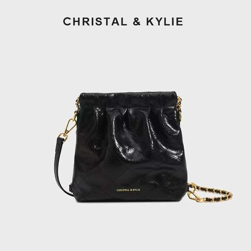 【遥哥定制】Christal&Kylie垃圾袋2025双肩单肩包菱格斜挎包CK8041