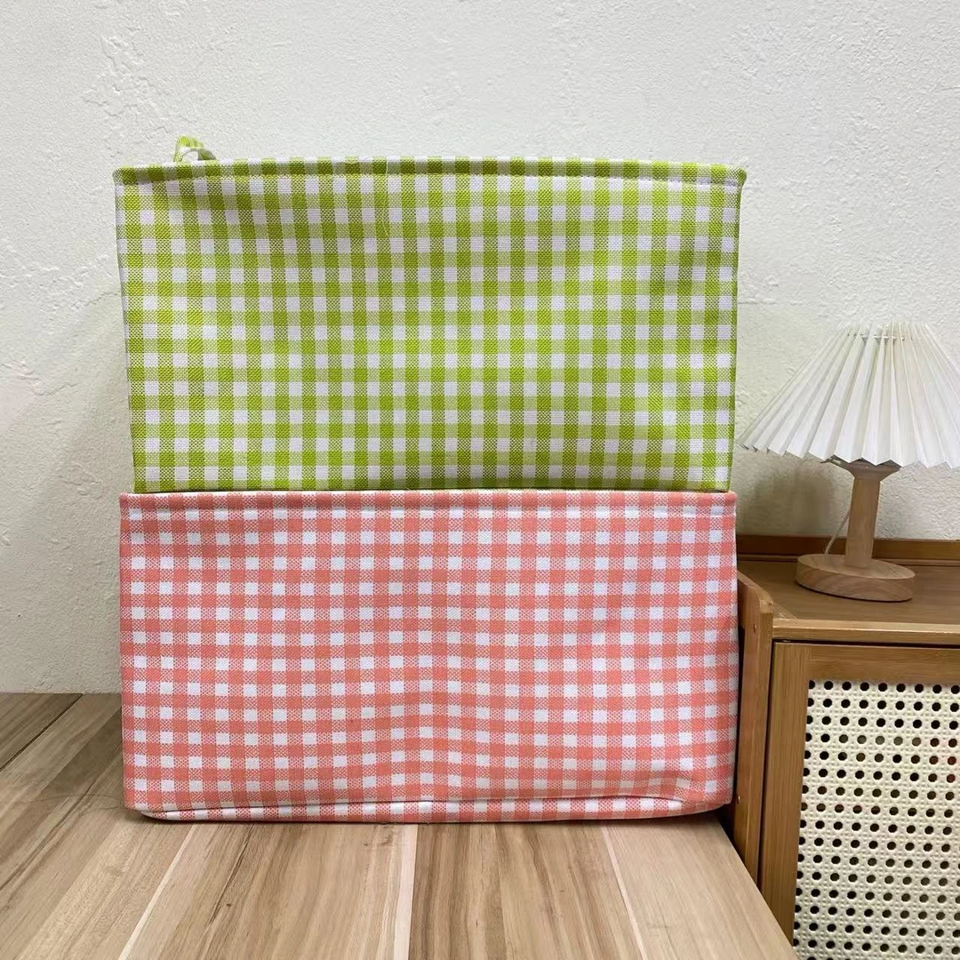 裤子专用【47X28X23高】绿格和橘格开口裤子书汽车后备箱收纳筐