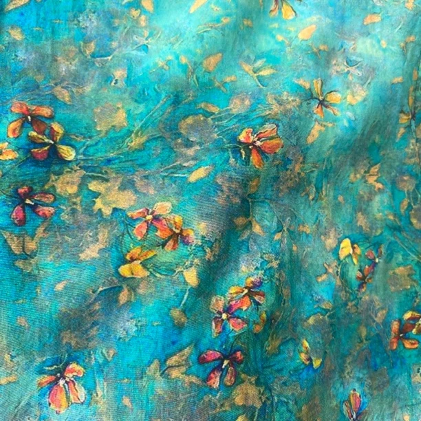 重磅棉绸.绿底小碎花春夏连衣裙旗袍面料凉快透气