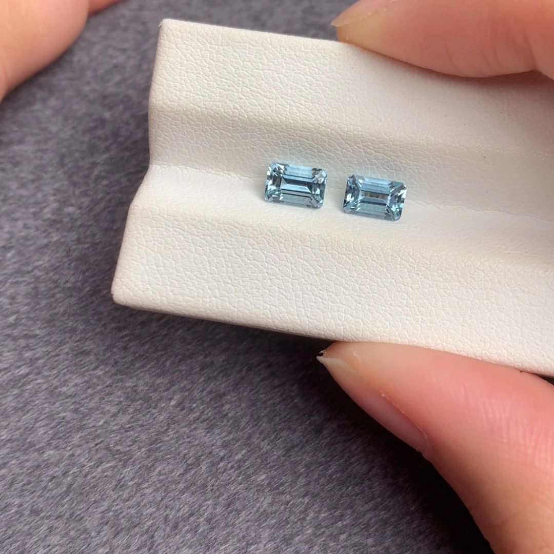 裸石海蓝宝石1.2ct海蓝宝耳钉料