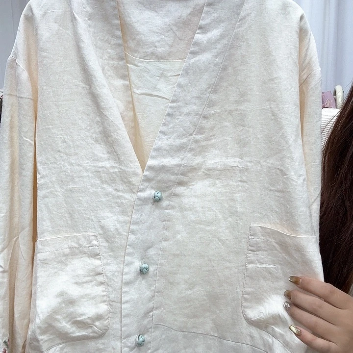 3380米色亚麻外套