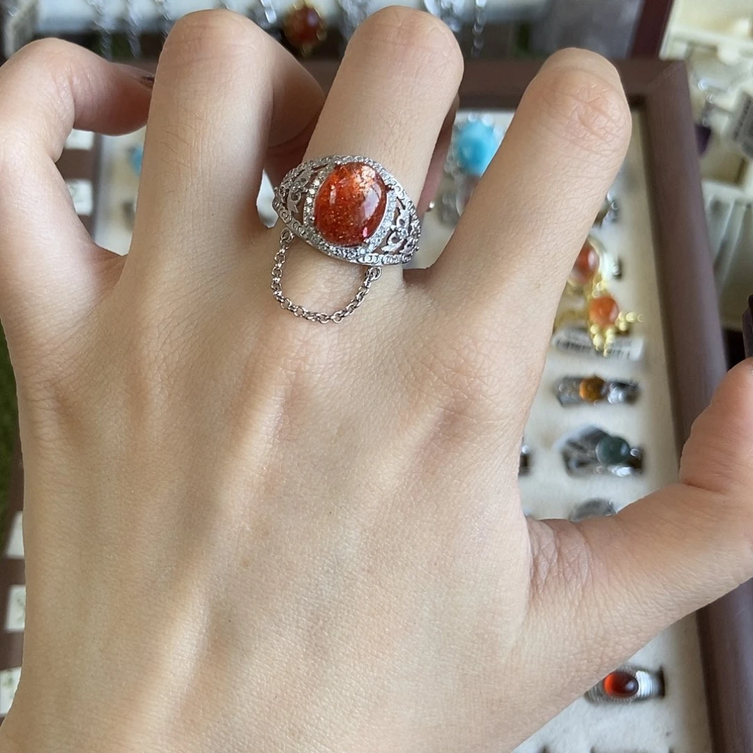 喵****烟晶戒指银S925镶嵌金太阳