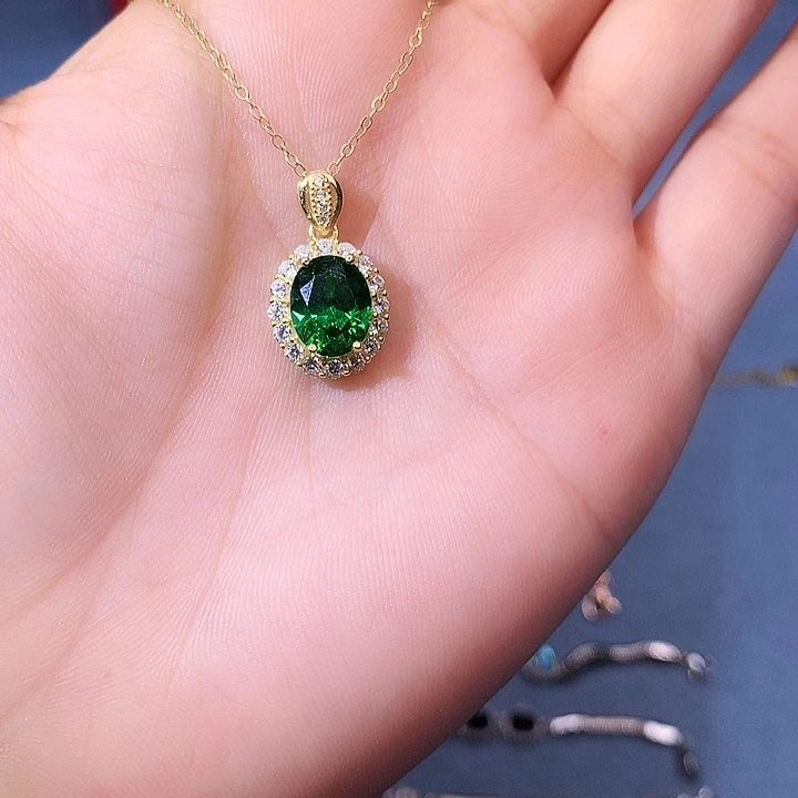 透辉石吊坠银S925镶嵌