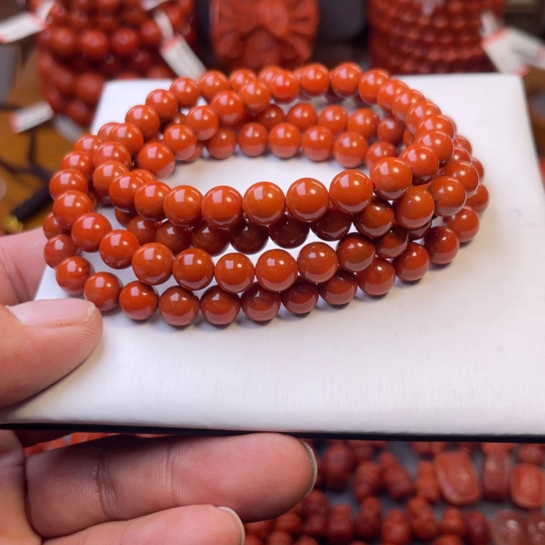 南红玛瑙未镶嵌川料精工圆珠108卡8mm