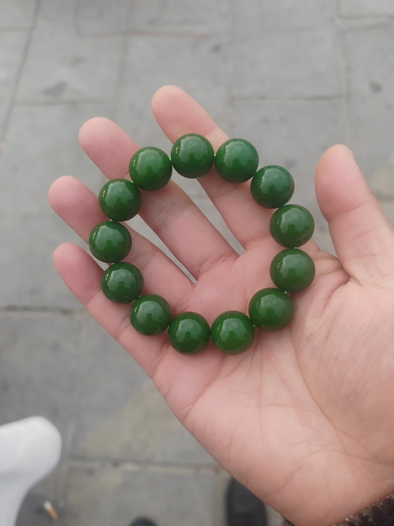 卡16mm菠菜绿手串 高端大气上档次