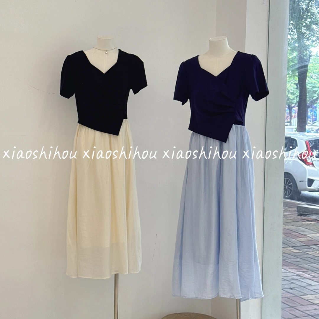 小时候女装店气质休闲拼接连衣裙2060