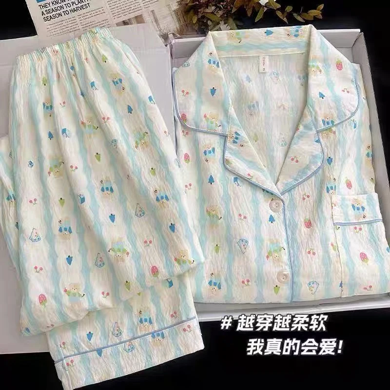 【老眯专属】春秋夏季套装家居服套装专门睡觉泡泡棉睡衣