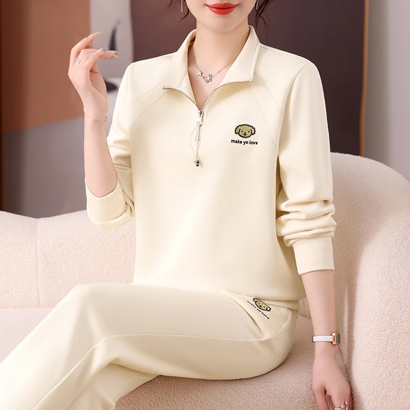 时尚运动套装女秋季新款立领卫衣两件套韩版洋气中年妈妈长袖套装