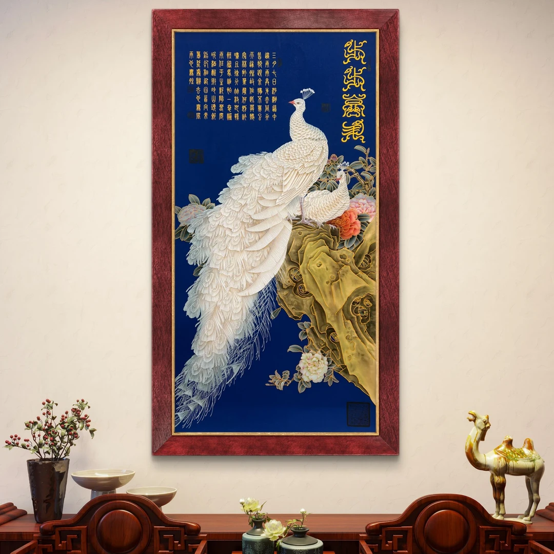 《步-步高升》杭州锦丝绫布软装裱