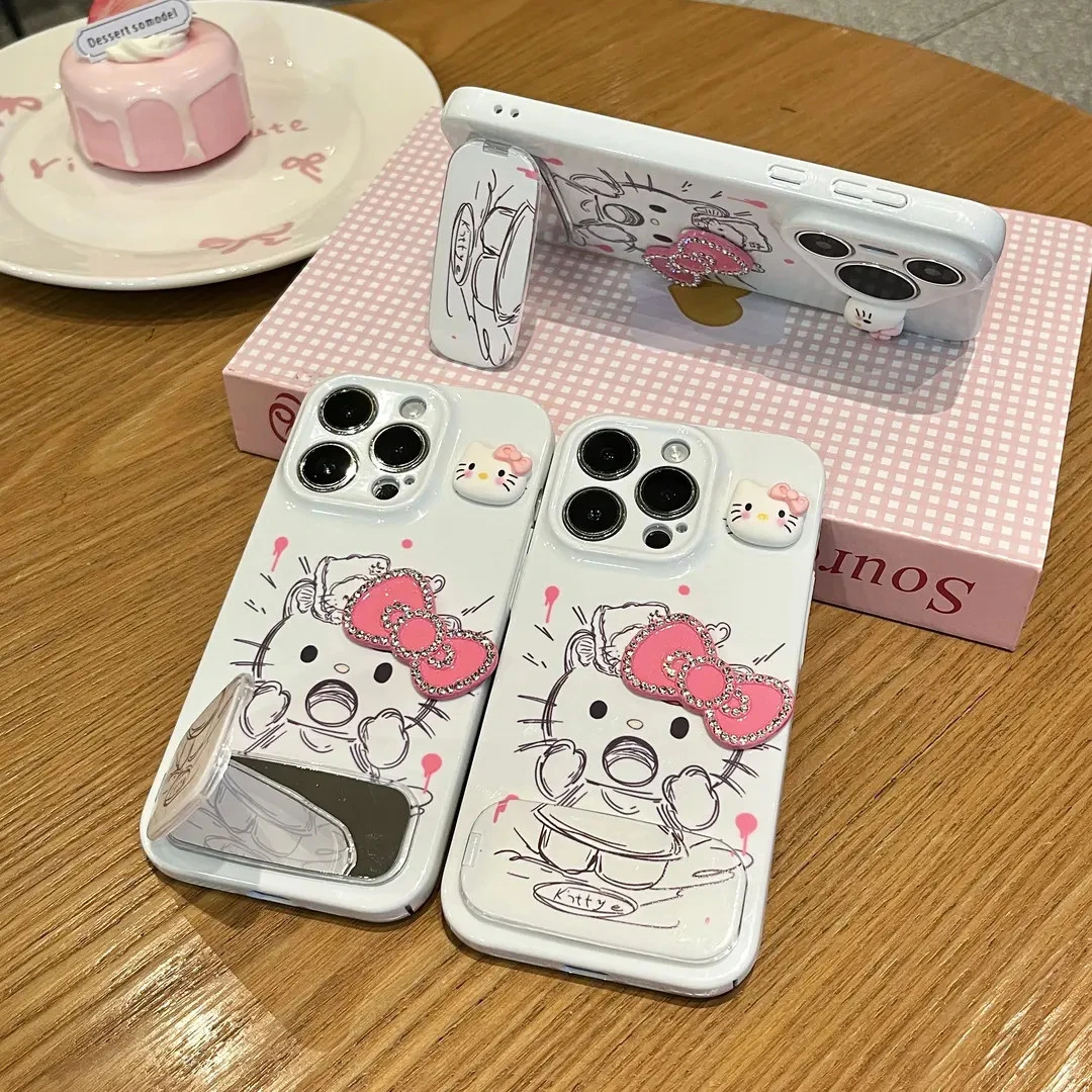 莱奥奥闪钻蝴蝶结线条凯蒂适用苹果16/13手机壳华为vivoppo小米15