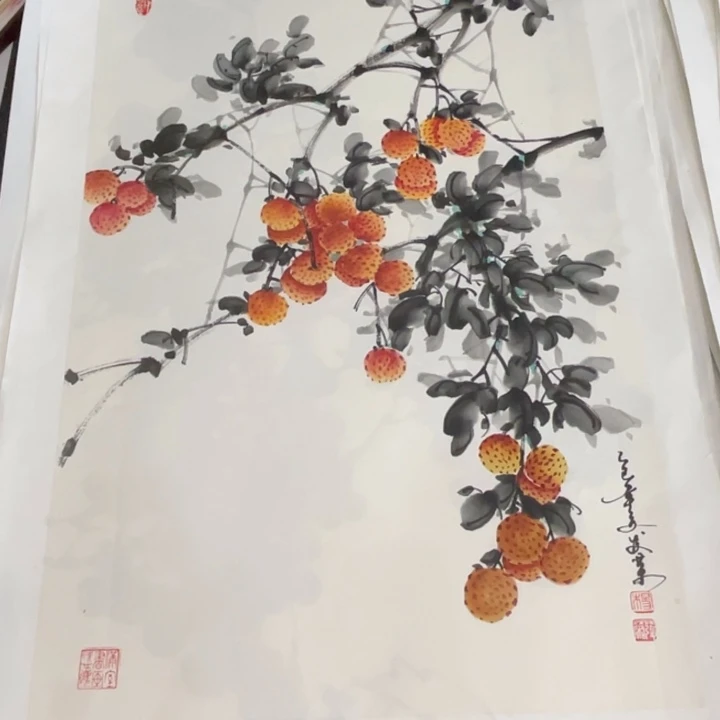 国画四尺三开作品