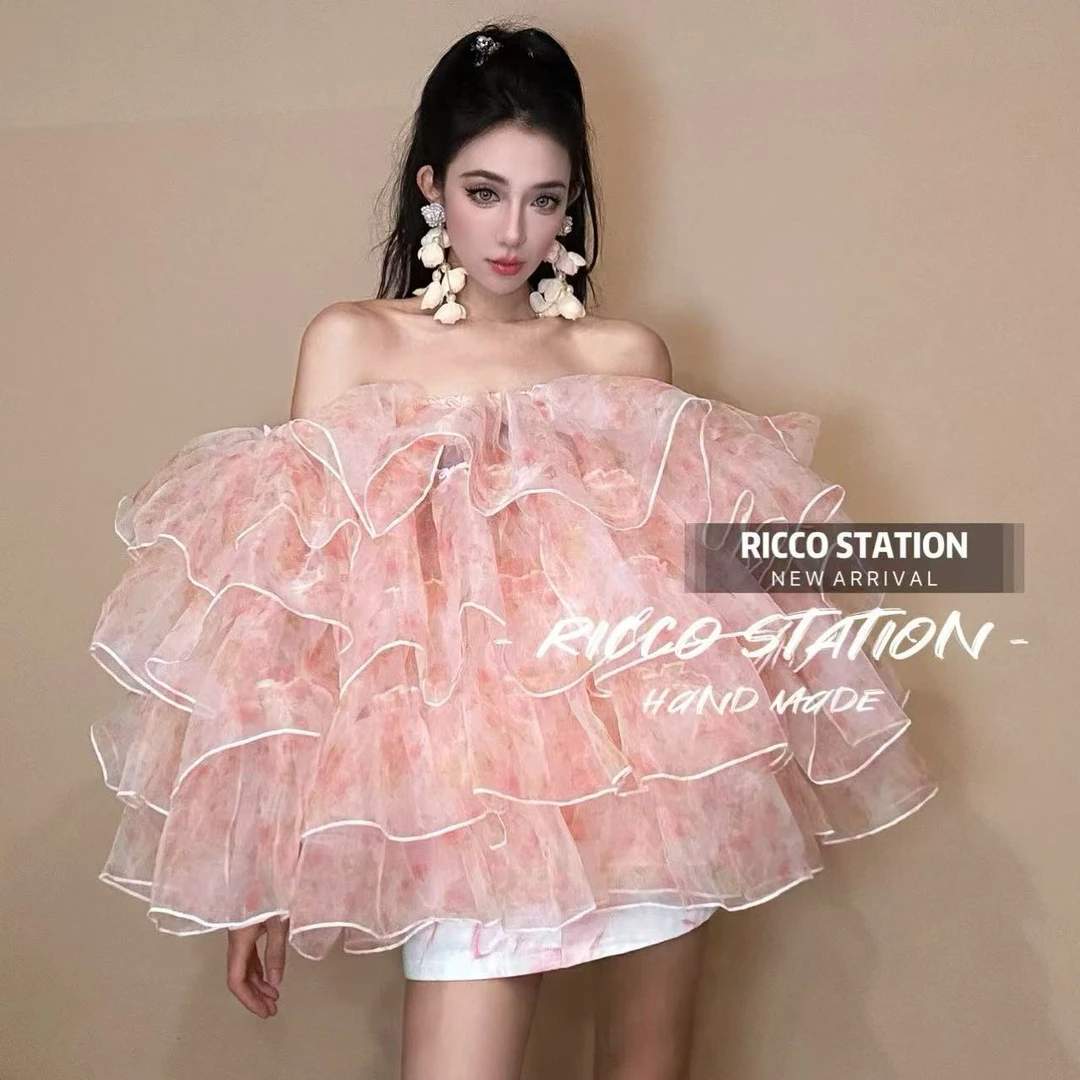 陈腰精CC设计师款重工碎花多层荷叶边两穿上衣轻奢风名媛风网红潮