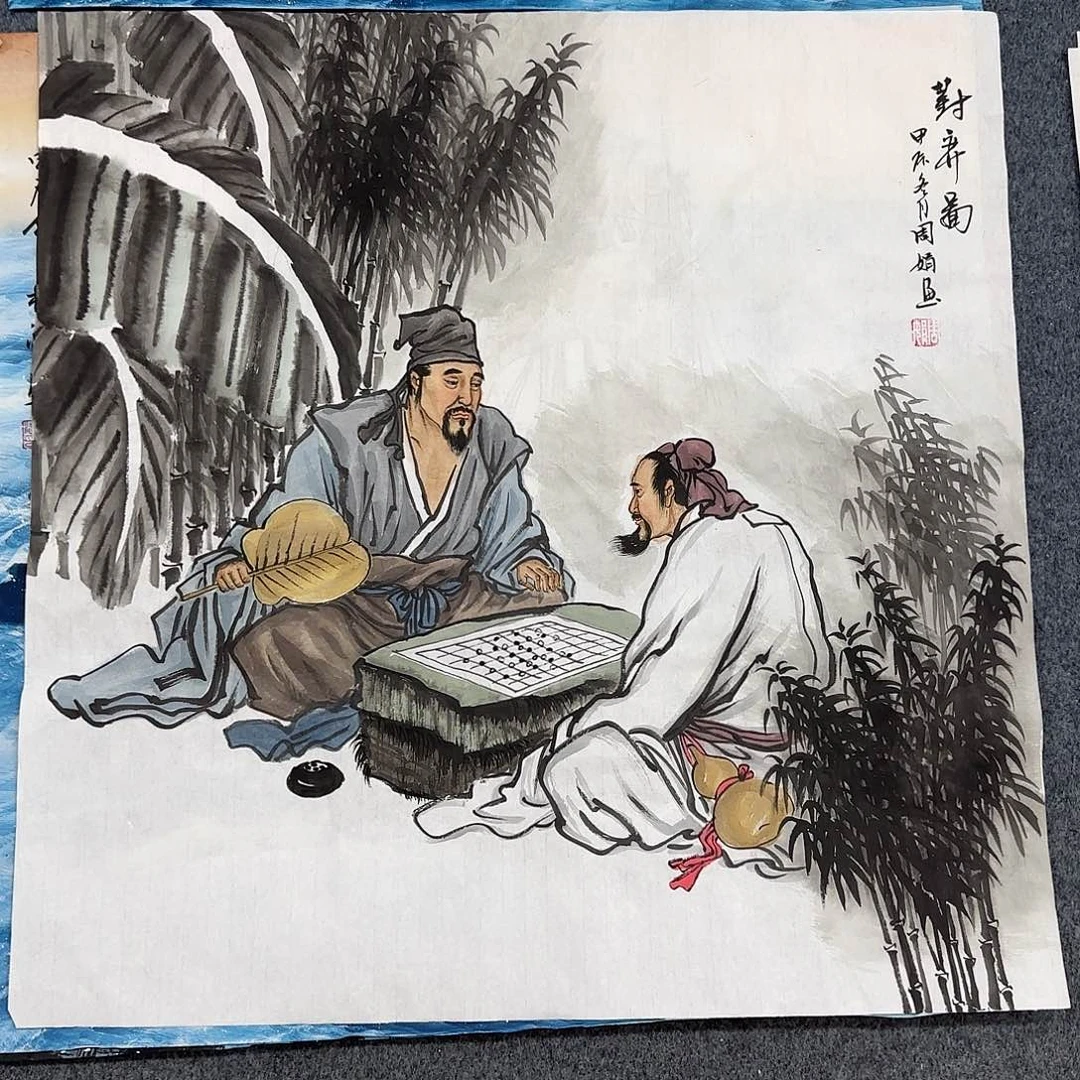 国画尺寸70X70手绘作品