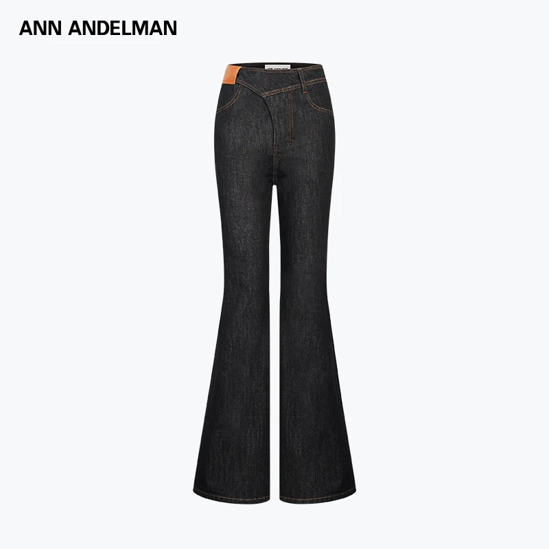 ANN ANDELMAN 25秋 时尚设计修身水洗微喇撞线喇叭牛仔裤