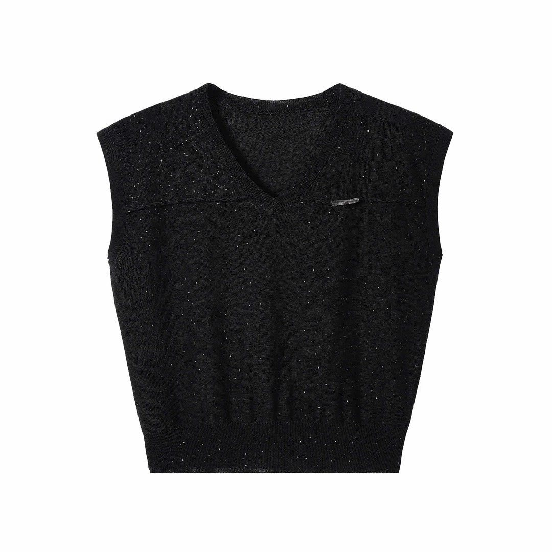 【素姐高定】经典亮片V领上衣SMM102352