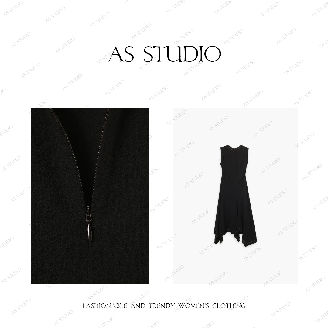 【AS芭蕾舞】25新不对称弹力收腰捏褶显瘦气质连衣裙AS25XLYQ00121