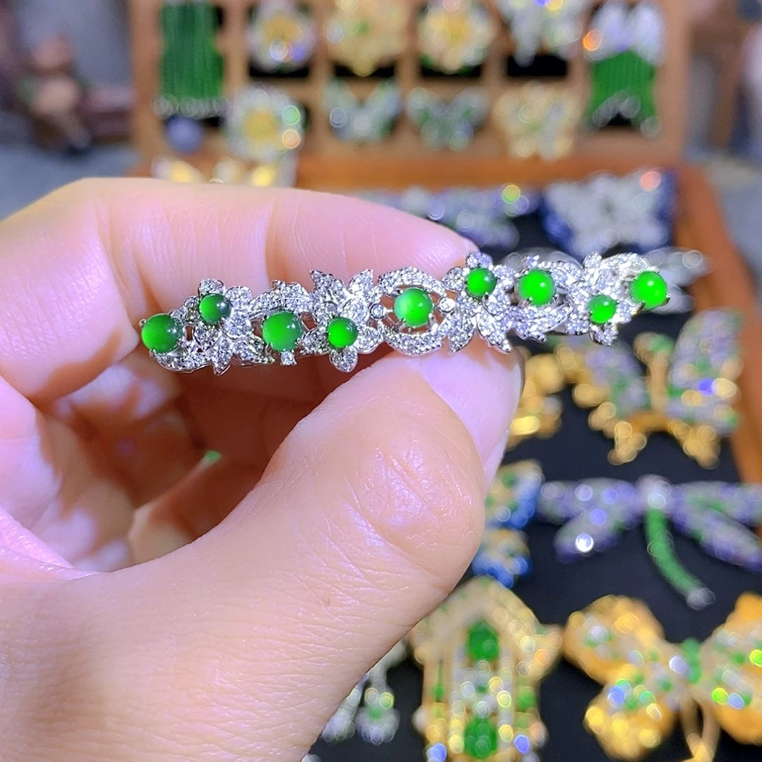 吊坠(不含链)银S925镶嵌翡翠