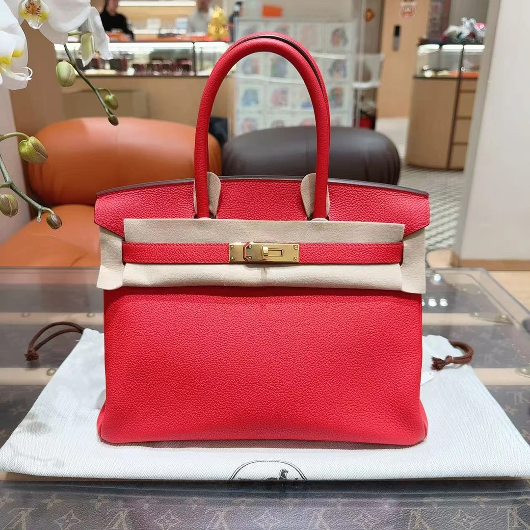 99新 Hermes/爱马仕 0105/Birkin30 S3 心红色 Togo皮