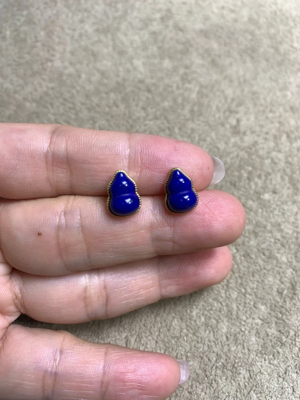 天然青金石葫芦气质耳钉