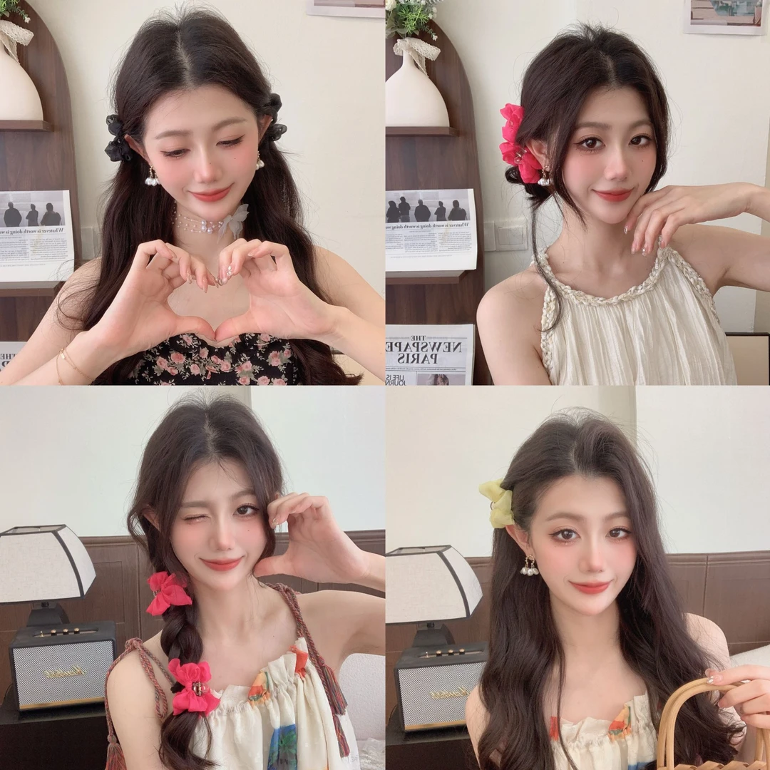 泡泡网纱蝴蝶结抓夹编发装饰发抓头发夹子百搭小发夹新款发饰头饰