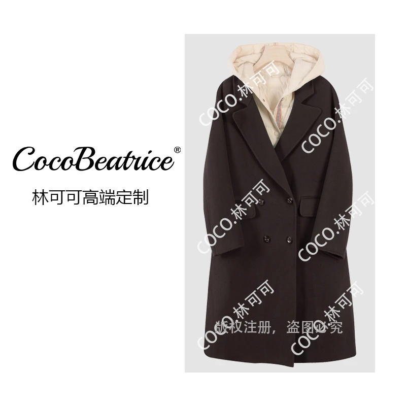 【COCO林可可】秋冬保暖羊毛羽绒两件套长款外套2623