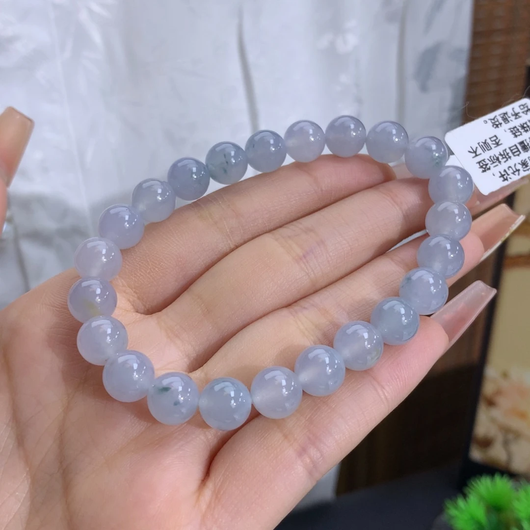 未镶嵌手串翡翠卡8.5冰胶蓝紫飘花