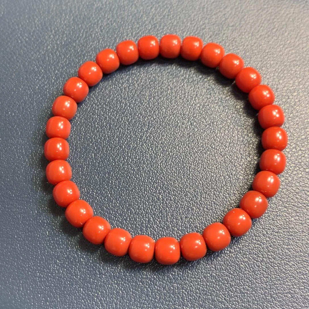 开***意南红玛瑙7➕老型手串未镶嵌保山原矿南红