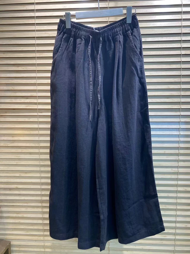 春款亚麻做旧炒色宽松休闲阔腿裤【长95臀围135】