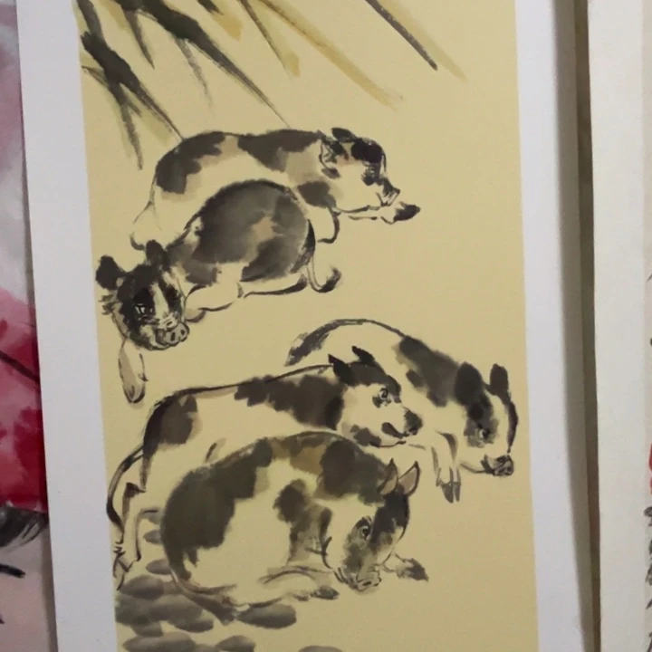 竖款大鱼书画艺术作品