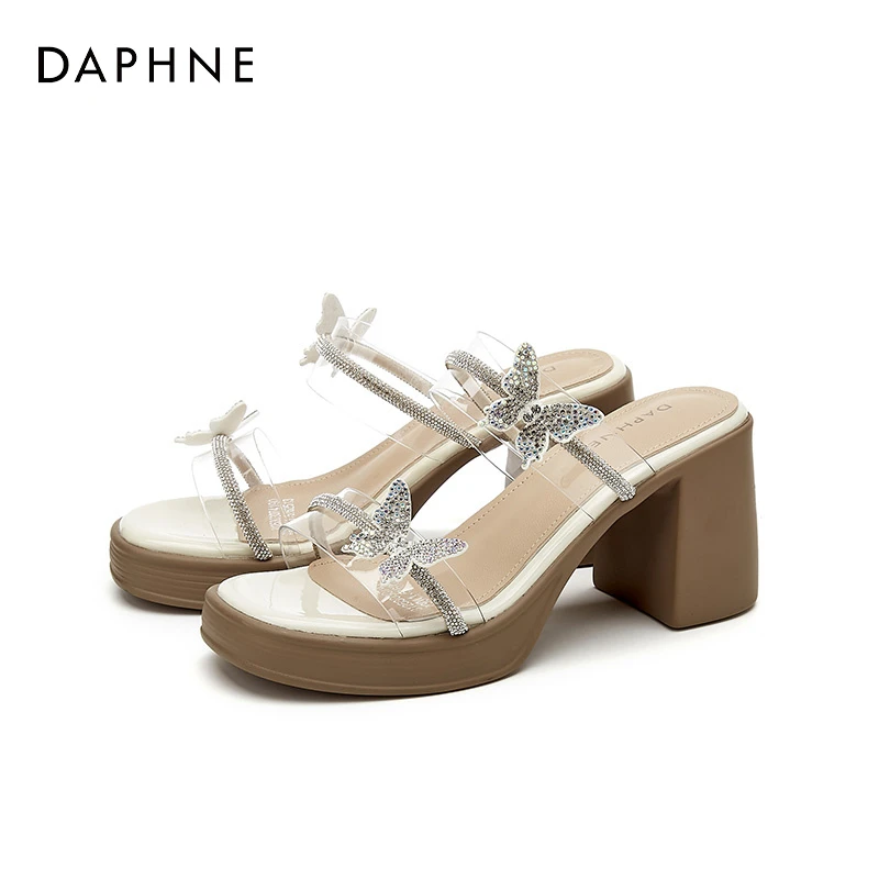 达芙妮露趾夏季女款松糕凉鞋2025夏外穿搭裙子海边搭裙子透明拖鞋