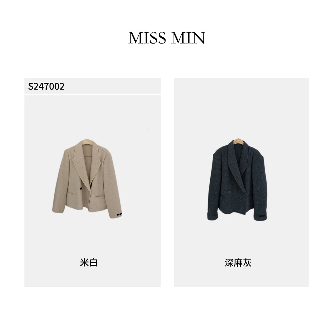 MISS MIN  S247002 反季秋冬宽松休闲呢子西装外套高级感西服上衣