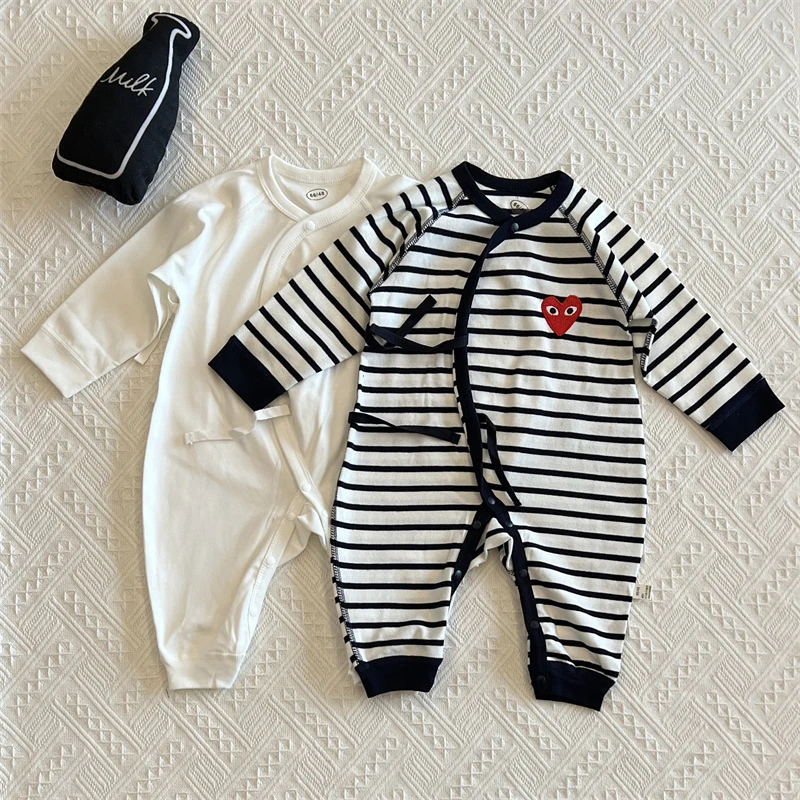 25春装婴儿双层护肚蝴蝶衣新生儿月子服宝宝贴身无骨哈衣和服春秋