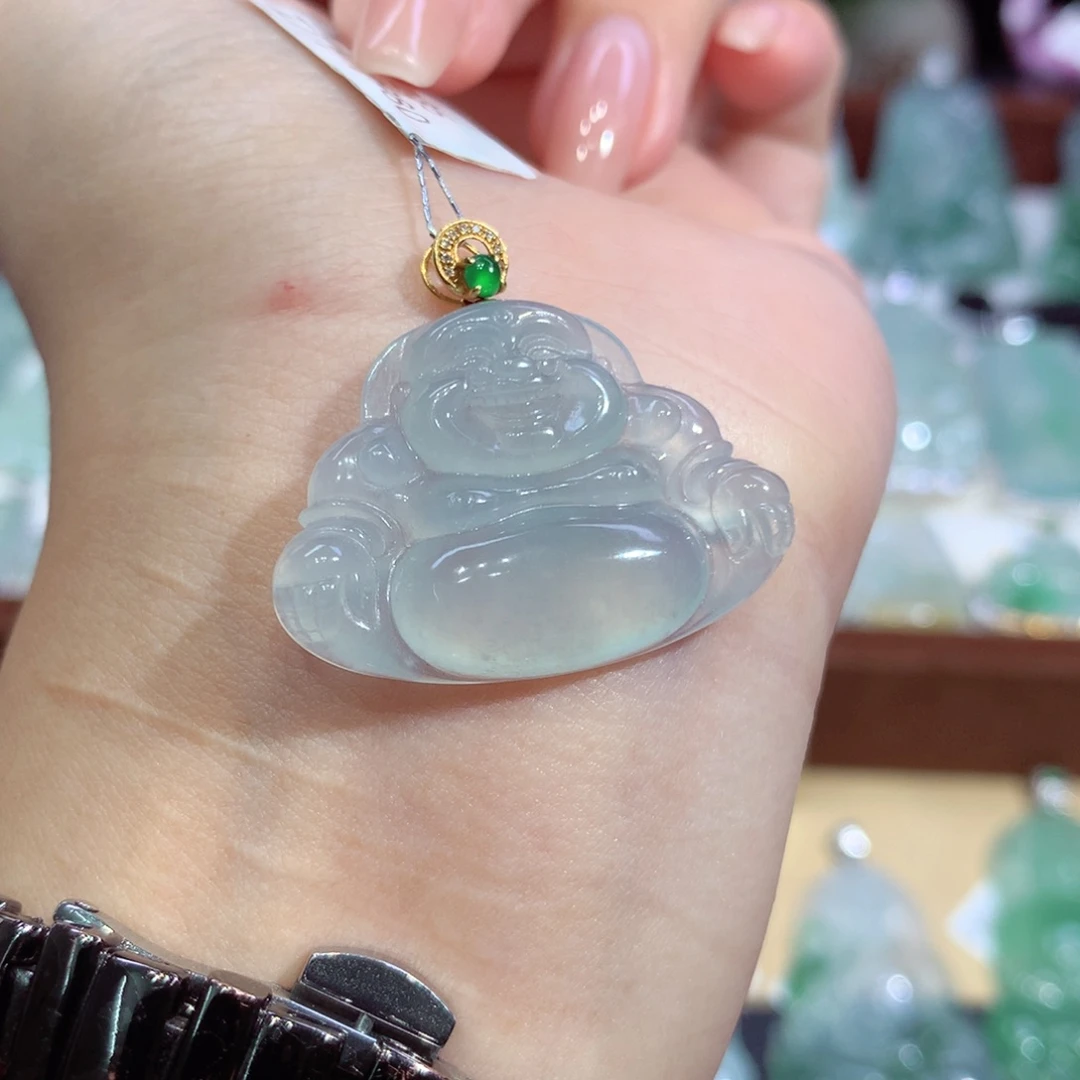 翡翠18K金镶嵌吊坠(不含链)