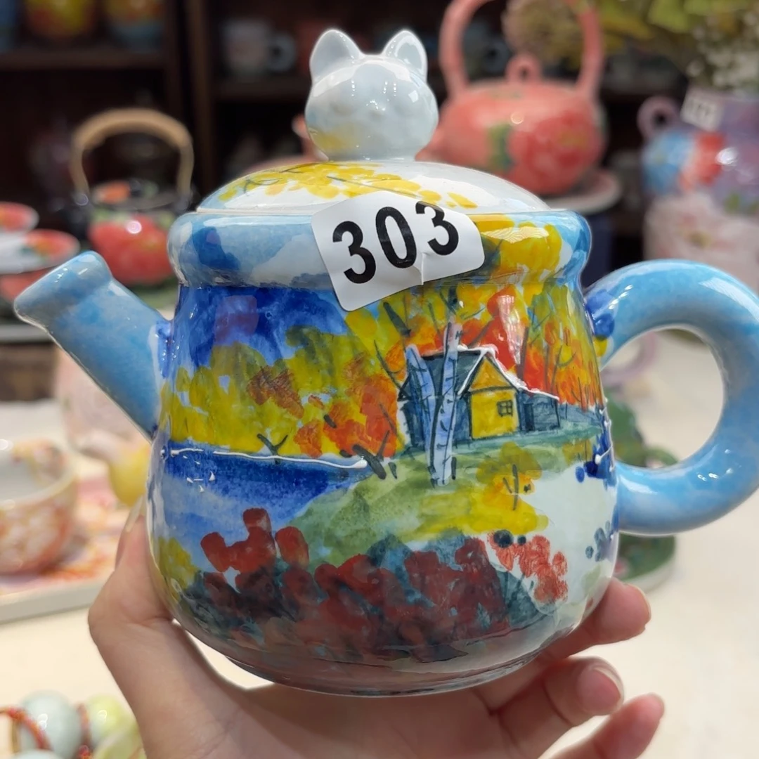 景德镇手绘高温釉下彩陶瓷茶具