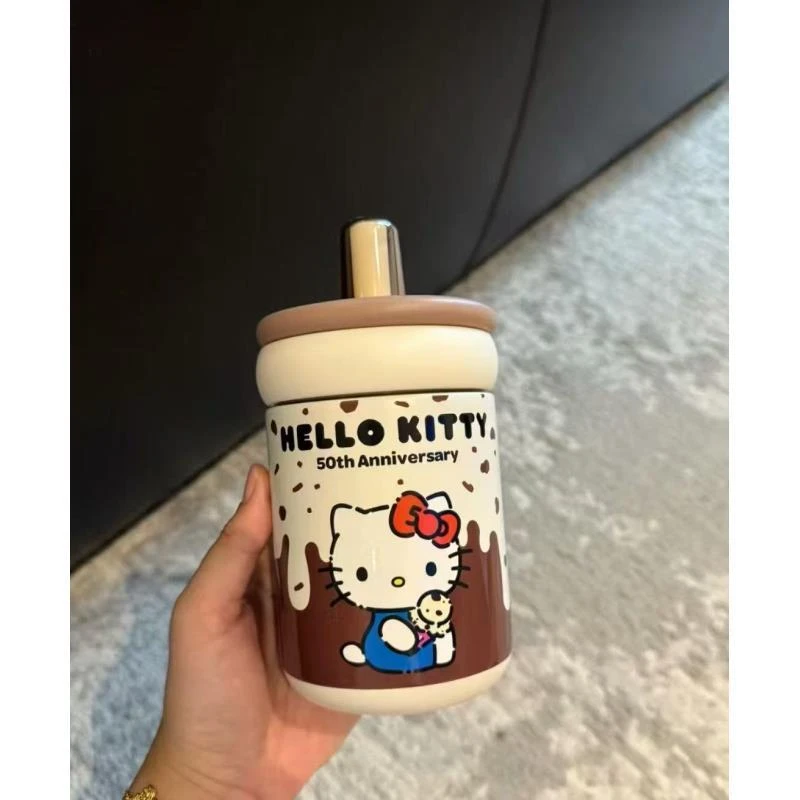 新款陶瓷内胆水2025款手拎KT猫保温杯大容量便携吸管杯