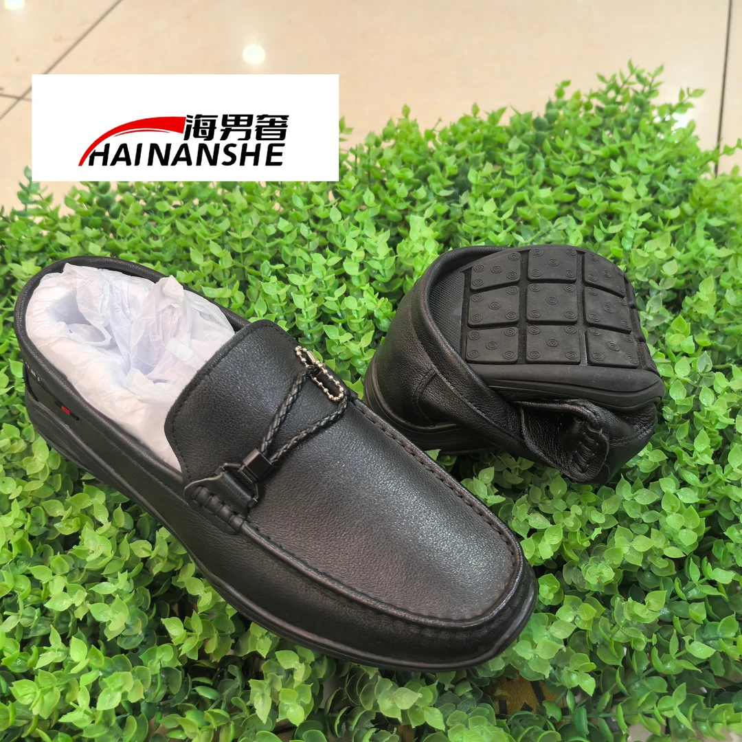 头层牛皮春夏季2025新款一脚蹬真皮豆豆鞋舒适软底防滑懒人鞋005