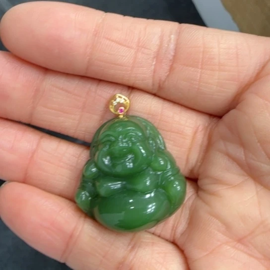 和田玉颈饰18K金镶嵌3.0